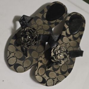 Coach Black and Tan Sandals